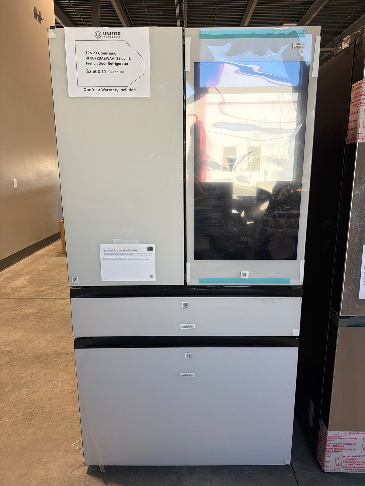 Samsung 29 cu ft French Door Refrigerator RF90F29AEWAA – T2NP33