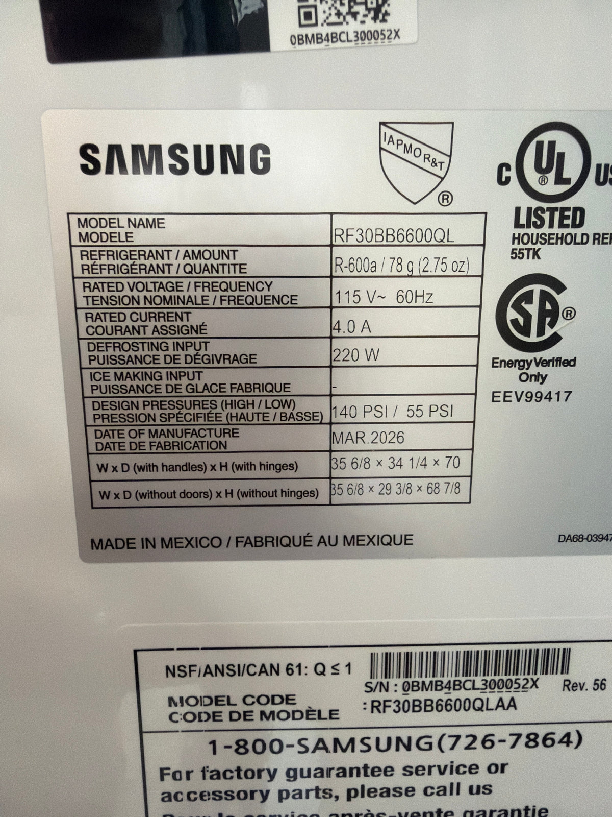 T13ID09 – RF30BB6600QLAA 30 Cu. Ft. 3-Door French Door Refrigerator – Samsung