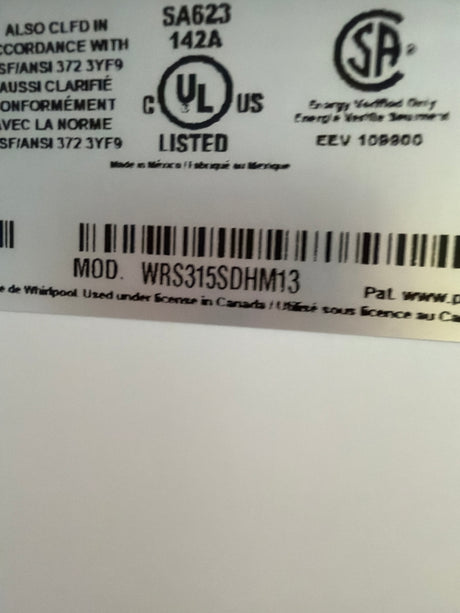 Whirlpool 24.6 cu ft Side-by-Side Refrigerator WRS315SDHM - scratch and dent, Nampa ID (photo 5)