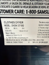 T12ID38 - Samsung DVG54CG7150DA3 7.4 cu. ft. Gas Dryer