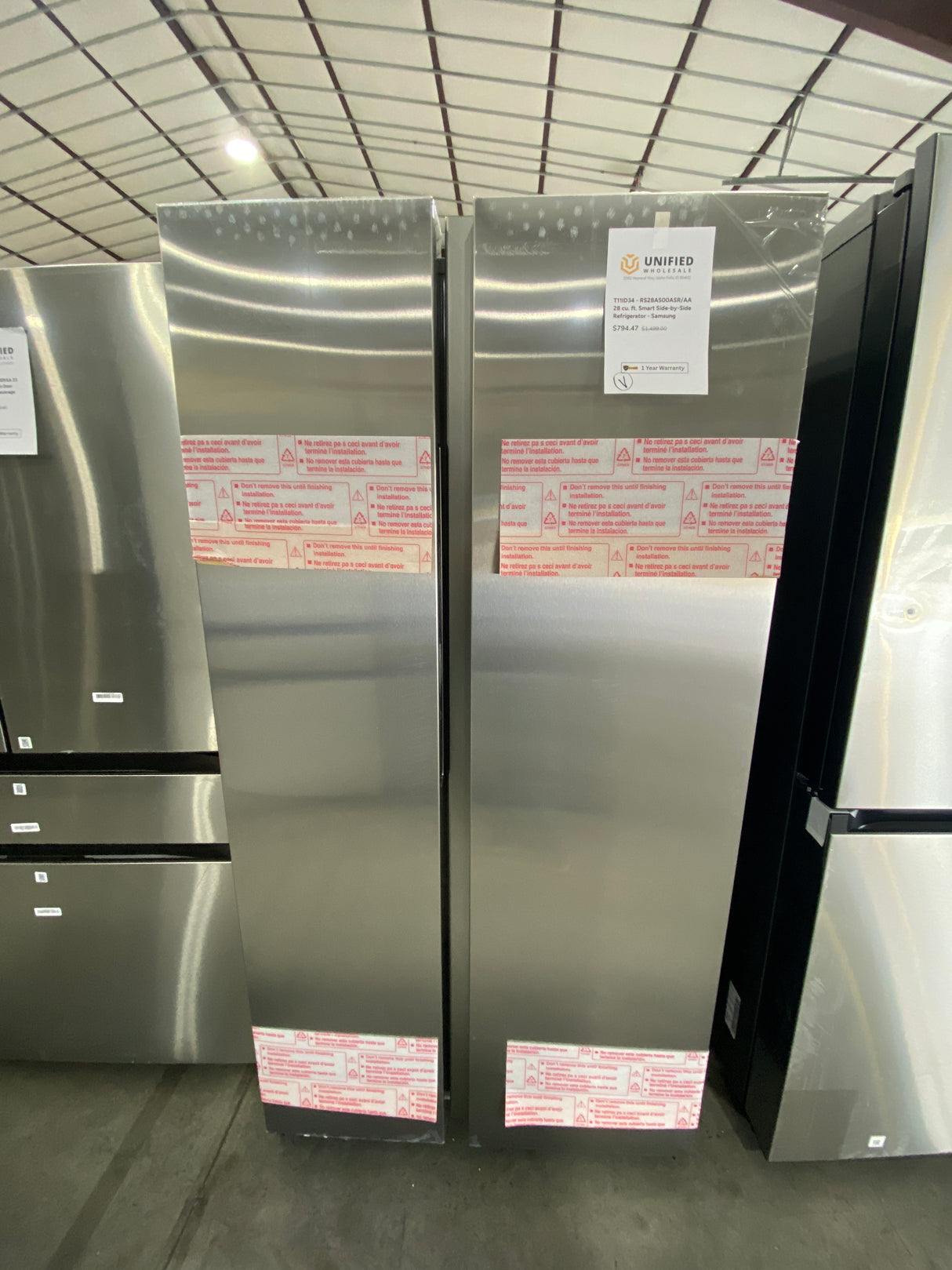 T11ID34 Samsung 28 cu ft Smart Side-by-Side Refrigerator RS28A500ASR