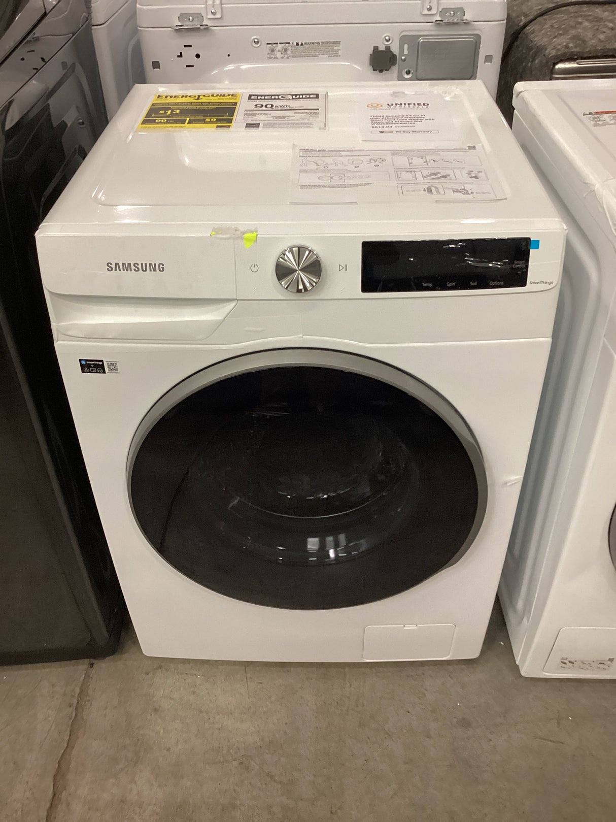 T1ID42 Samsung 2.5 Cu. Ft. High-Efficiency Stackable Smart Front Load Washer with Steam and AI Smart Dial WW25B6900AW/A2