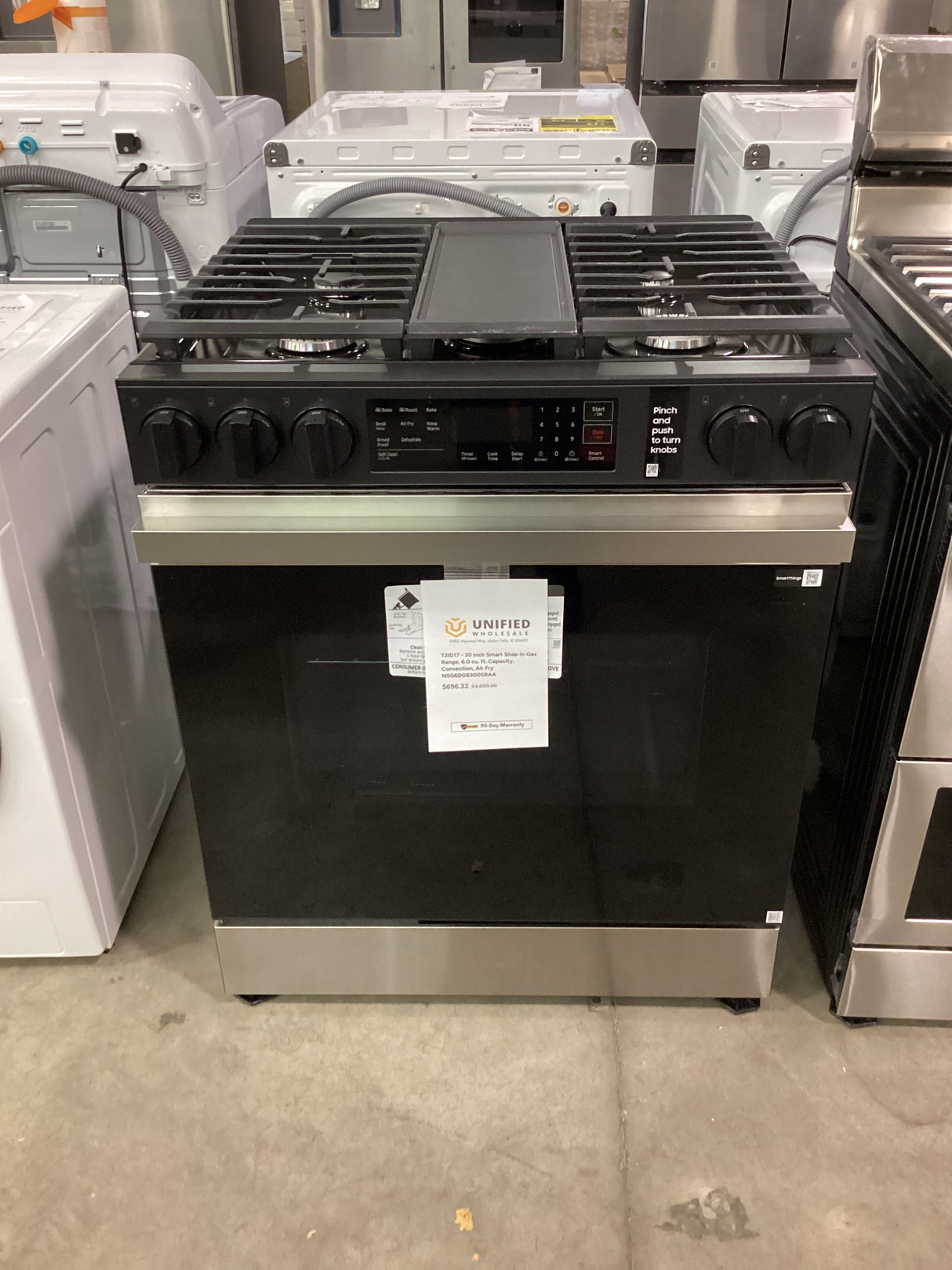 T2ID17 - 30 Inch Smart Slide-In Gas Range, 6.0 cu. ft. Capacity, Convection, Air Fry NSG6DG8300SRAA