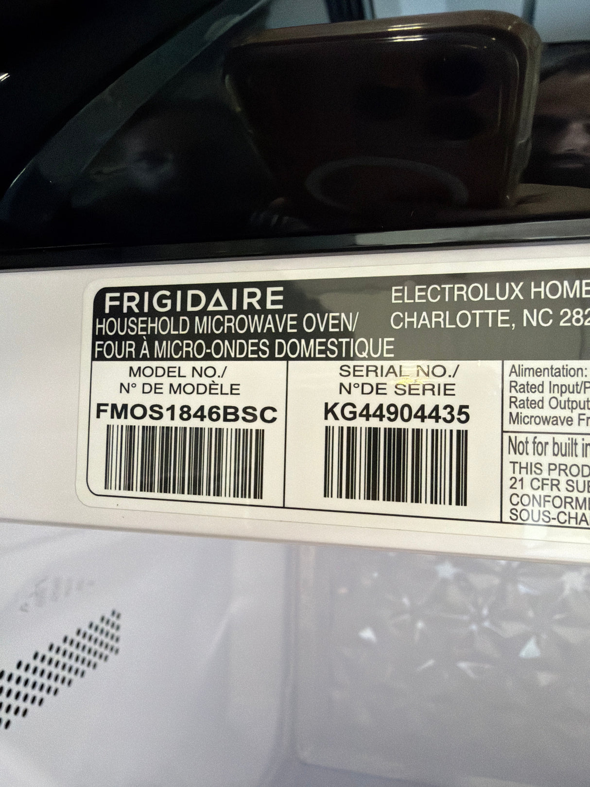 T9ID30 - Frigidaire FMOS1846BS Over-the-Range Microwave