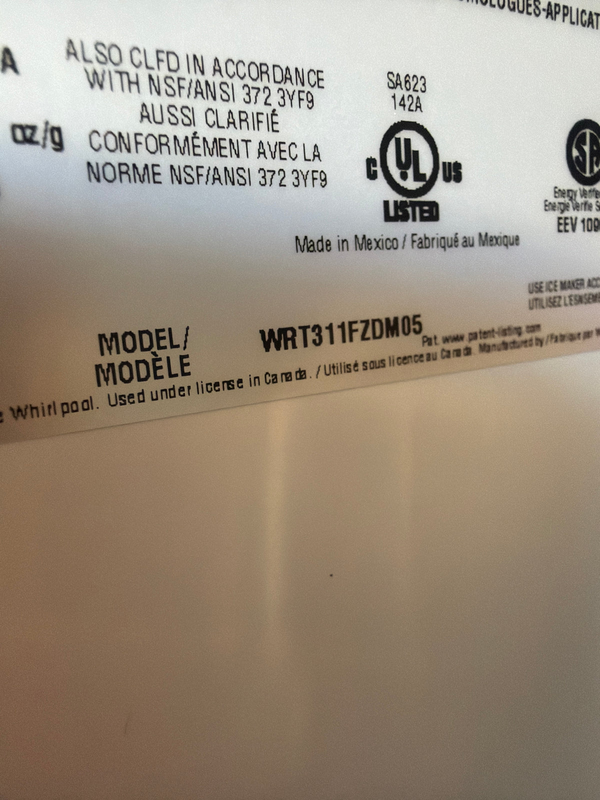 Whirlpool 20.5 cu ft Top Freezer Refrigerator WRT311FZDM - scratch and dent, Nampa ID (photo 4)