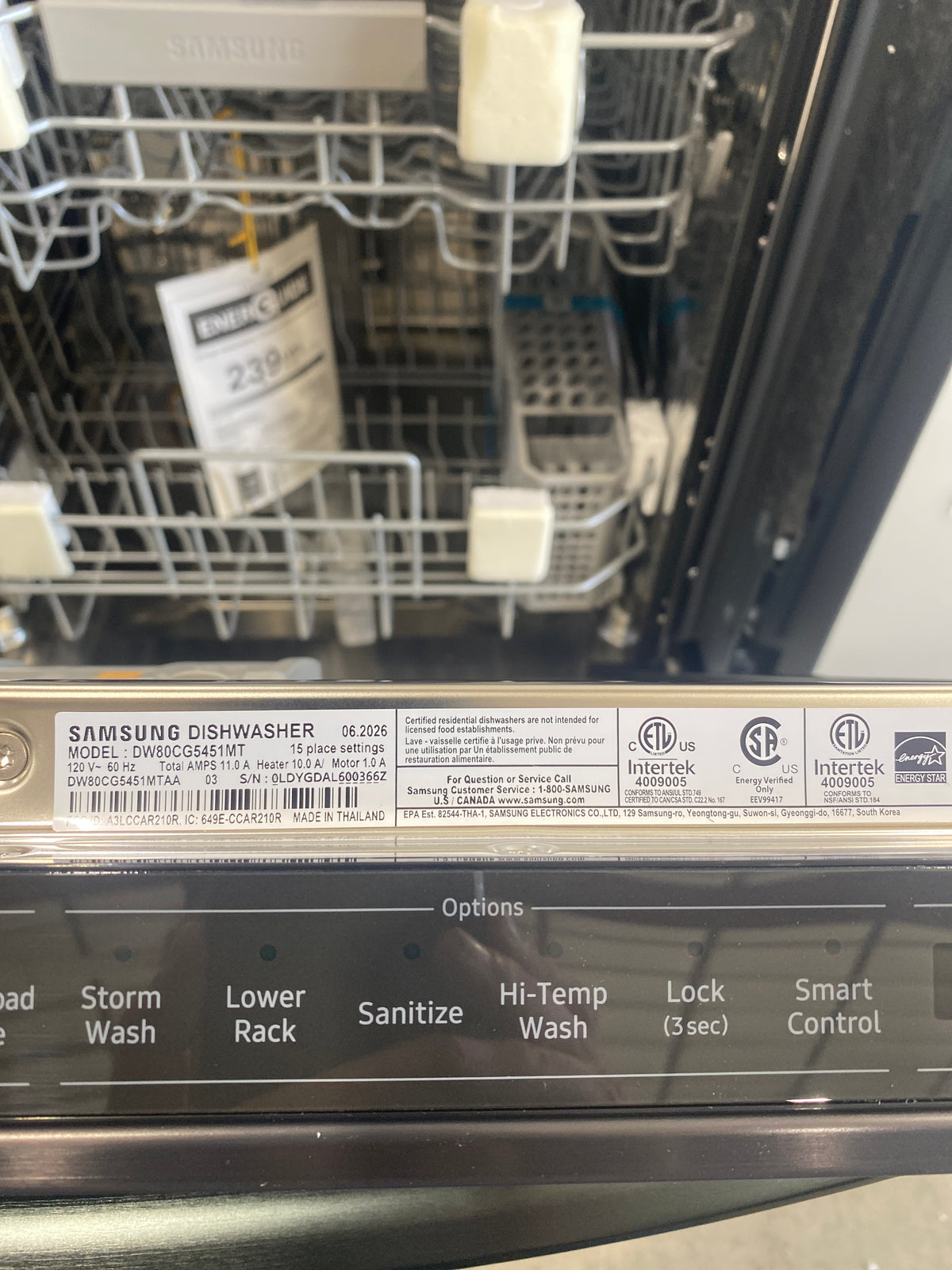 T13ID29 – DW80CG5451MTAA 46 dBA Smart Dishwasher – Samsung