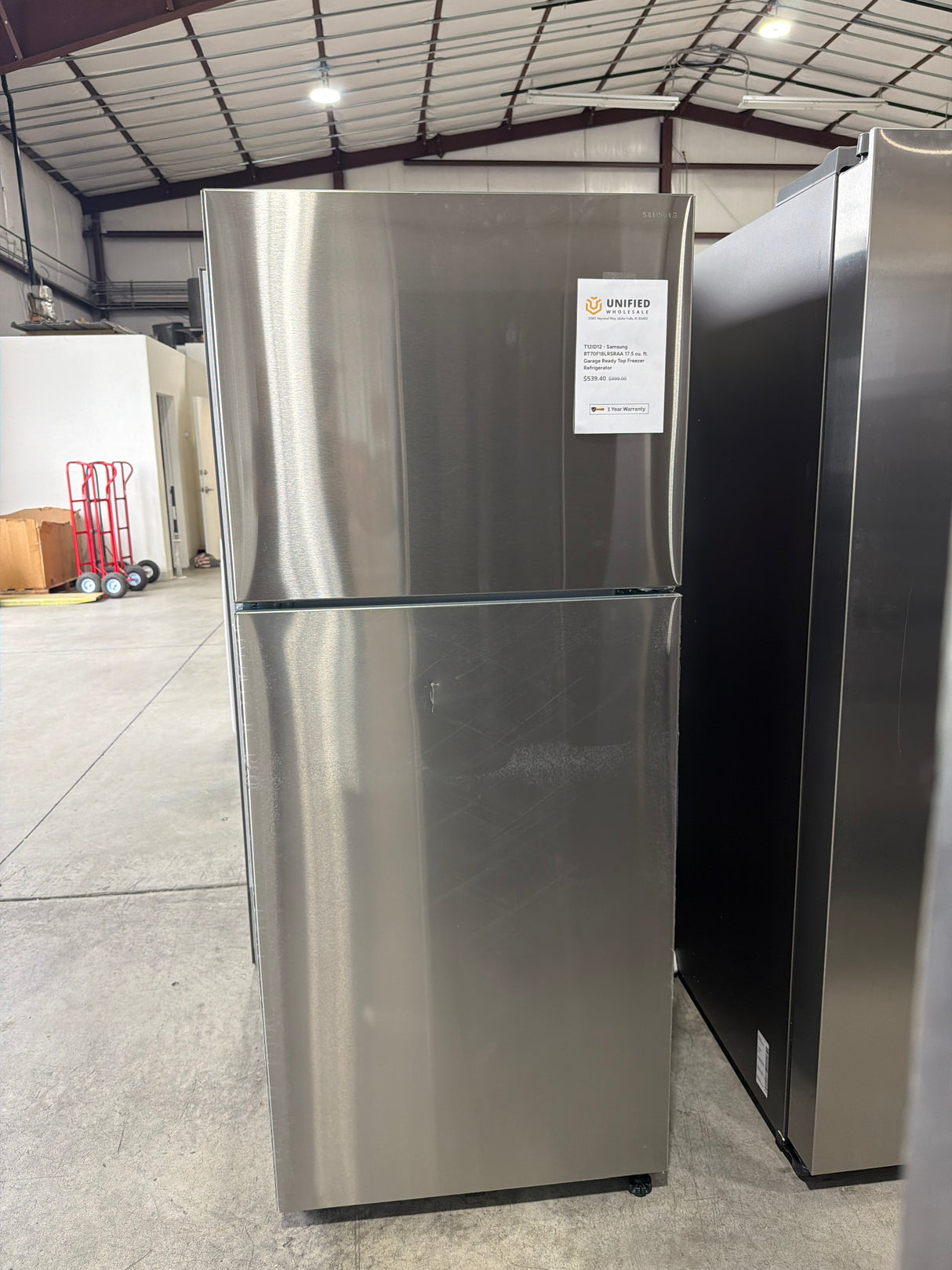 T12ID12 - Samsung RT70F18LRSRAA 17.5 cu. ft. Garage Ready Top Freezer Refrigerator