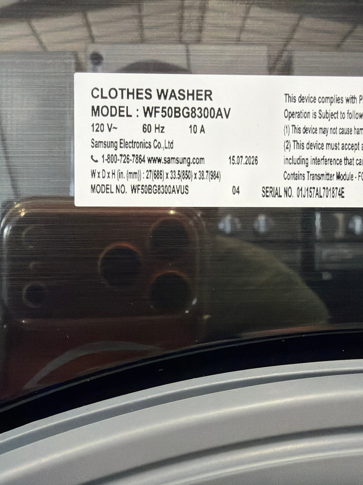 T13ID30 – WF50BG8300AVUS 5.0 Cu. Ft. Front Load Washer – Samsung