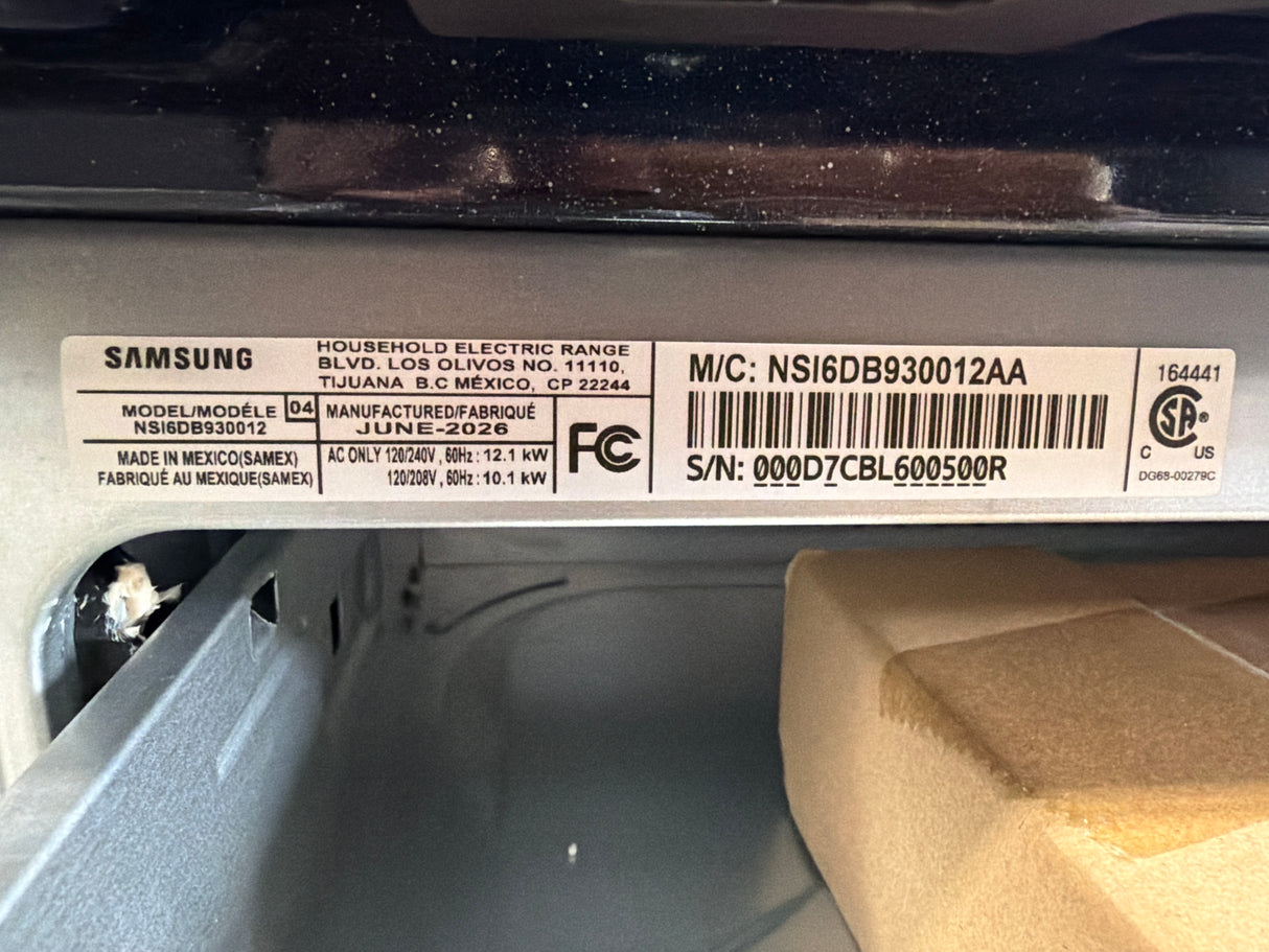 T12ID26 - Samsung NSI6DB930012AA 6.3 cu. ft. Induction Range