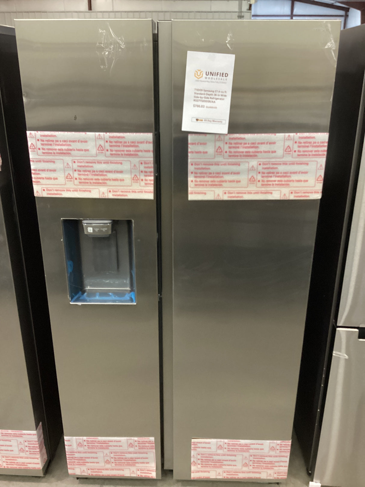 T1ID09 Samsung 27.4-cu ft Standard-Depth 36-in Wide Side-by-Side Refrigerator RS27T5200SR/AA