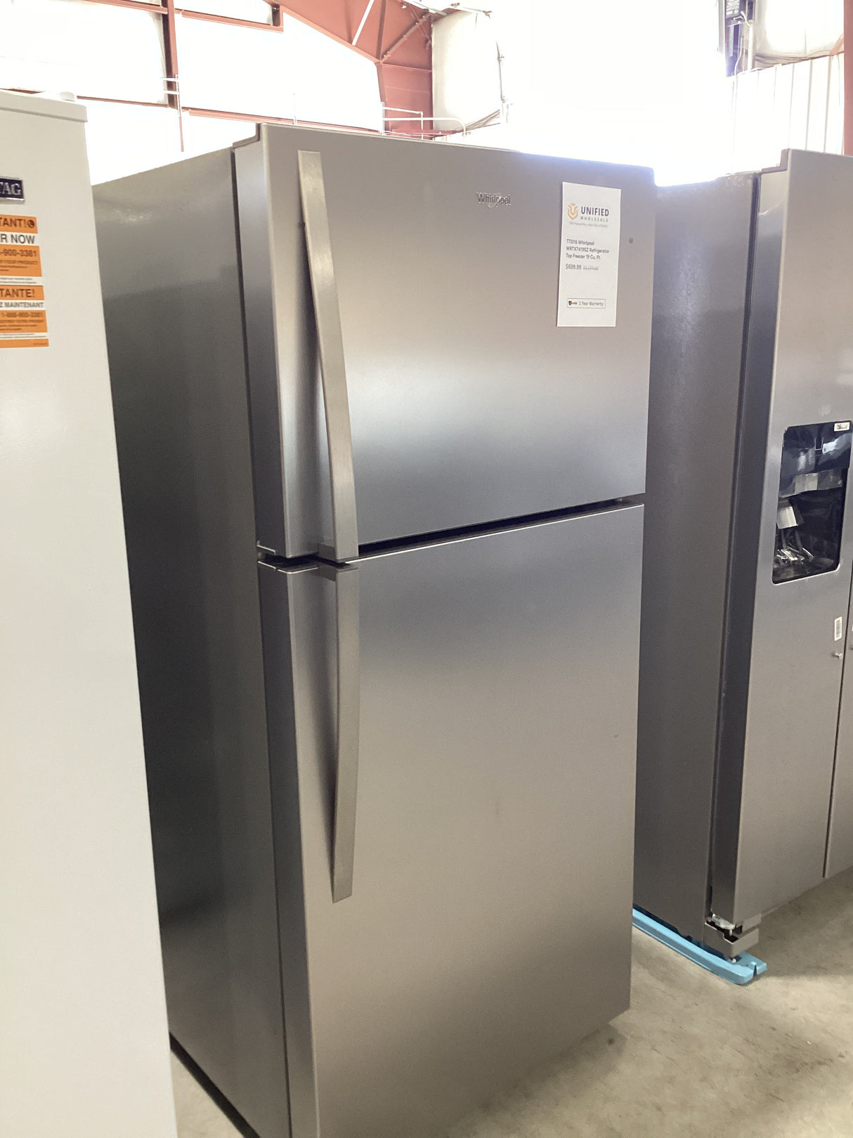 T7ID16 Whirlpool WRTX7419SZ Refrigerator Top Freezer 19 Cu. Ft.