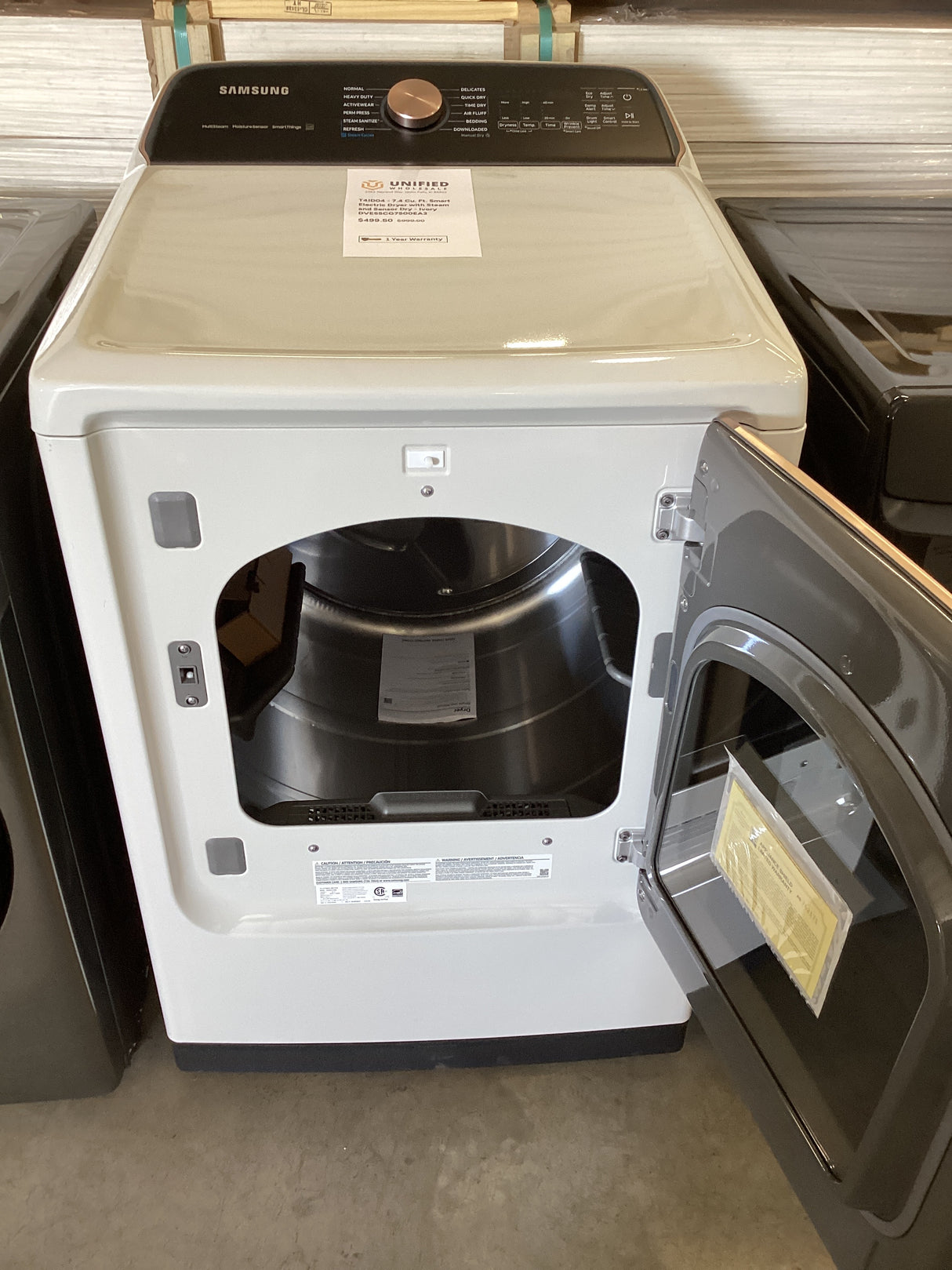 T4ID04 - 7.4 Cu. Ft. Smart Electric Dryer with Steam and Sensor Dry - Ivory DVE55CG7500EA3