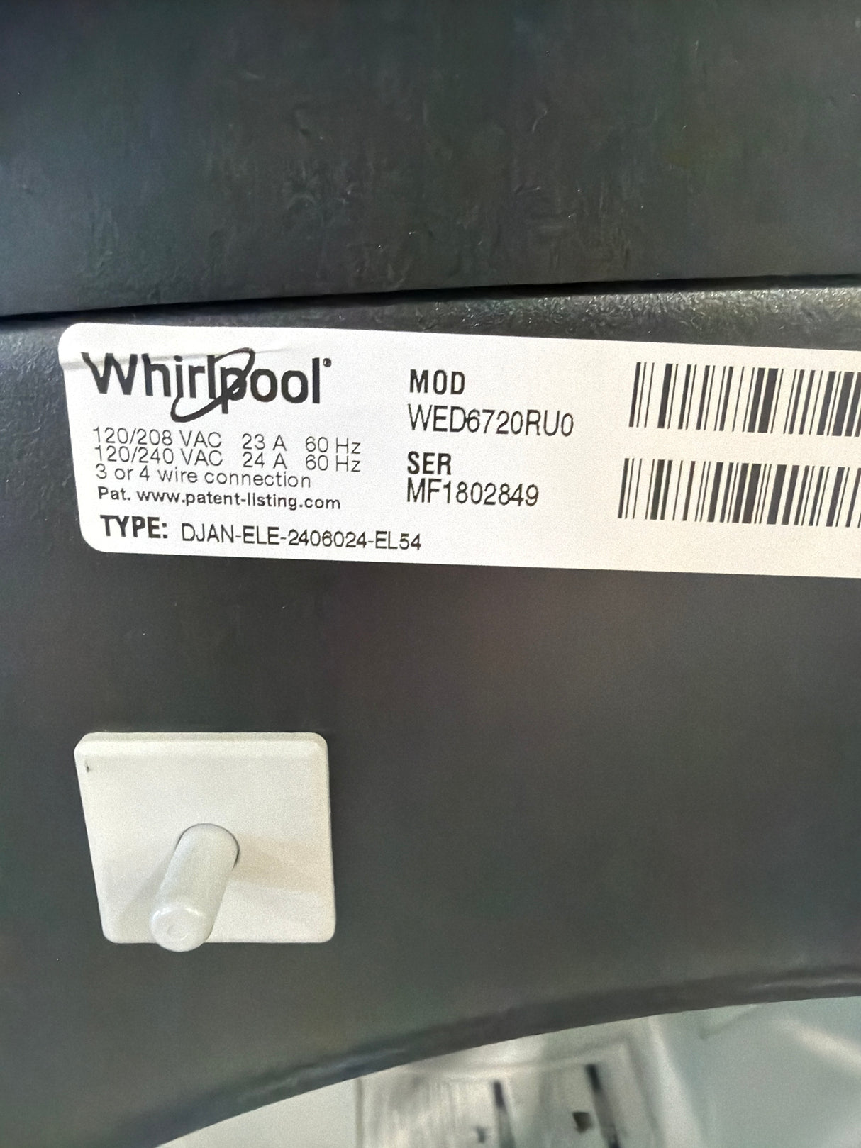 T10ID21 – WED6720RU 7.4 Cu. Ft. Electric Dryer – Whirlpool