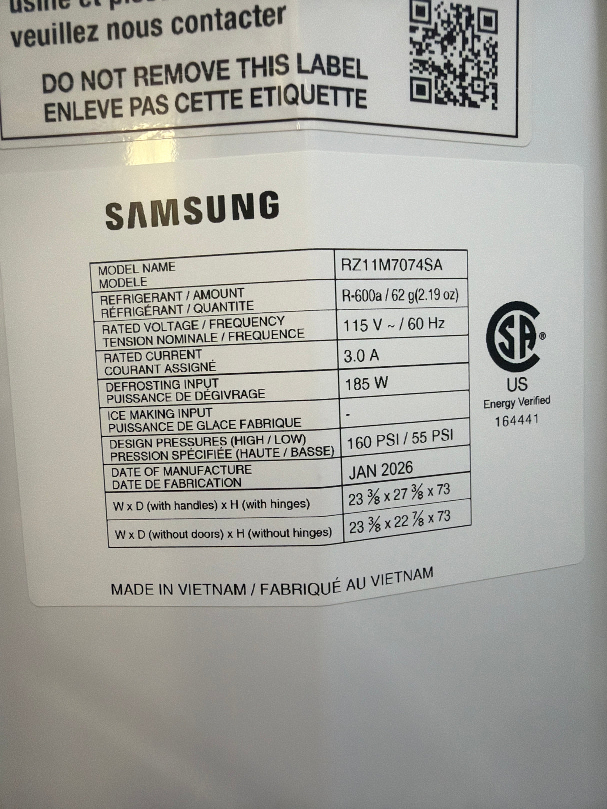 T11ID37 Samsung 11.4 cu ft Convertible Upright Freezer RZ11M7074SA