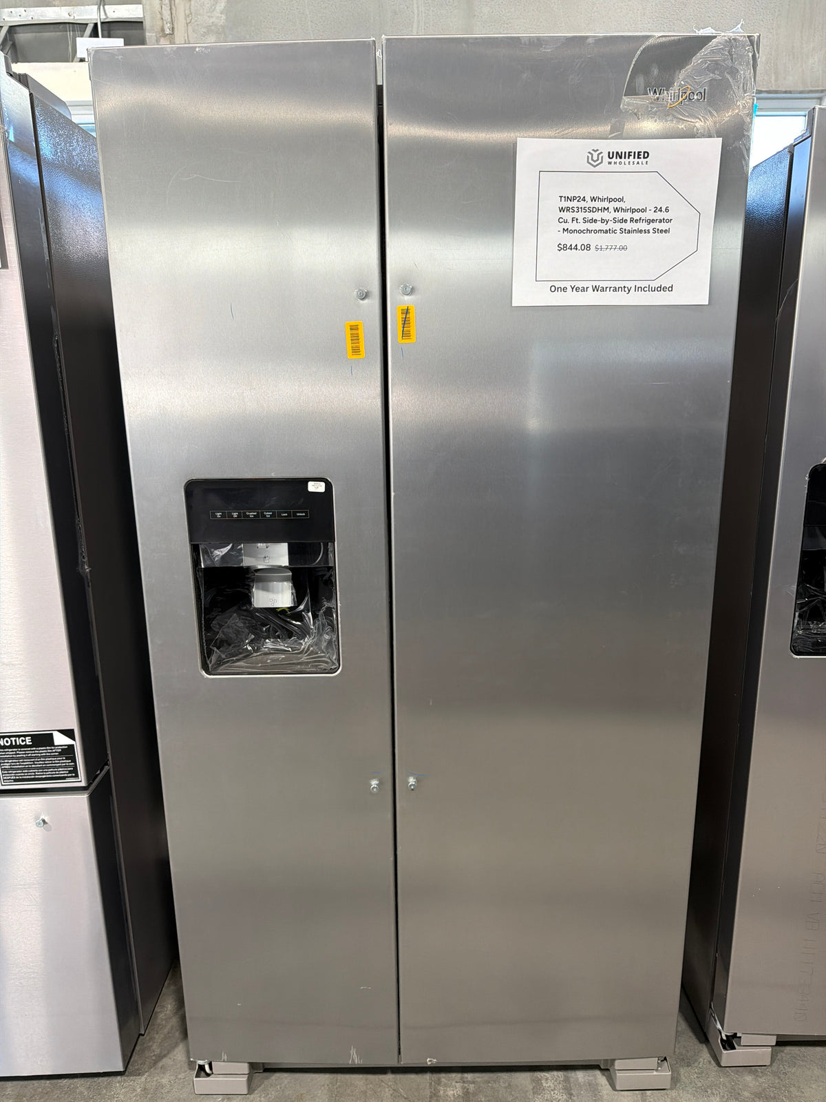 Whirlpool 24.6 cu ft Side-by-Side Refrigerator WRS315SDHM - scratch and dent, Nampa ID