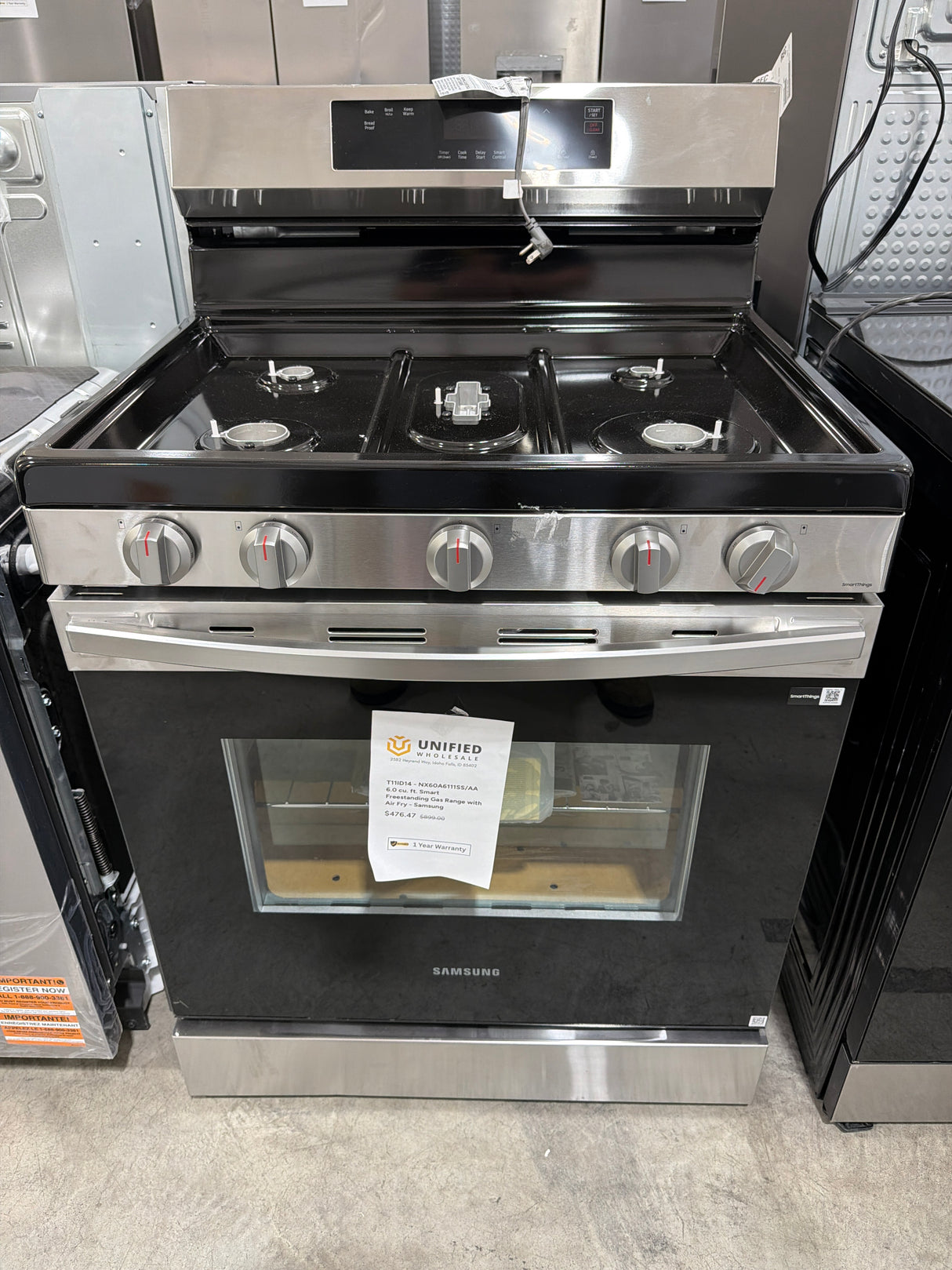 T11ID14 Samsung 6.0 cu ft Smart Gas Range with Air Fry NX60A6111SS –