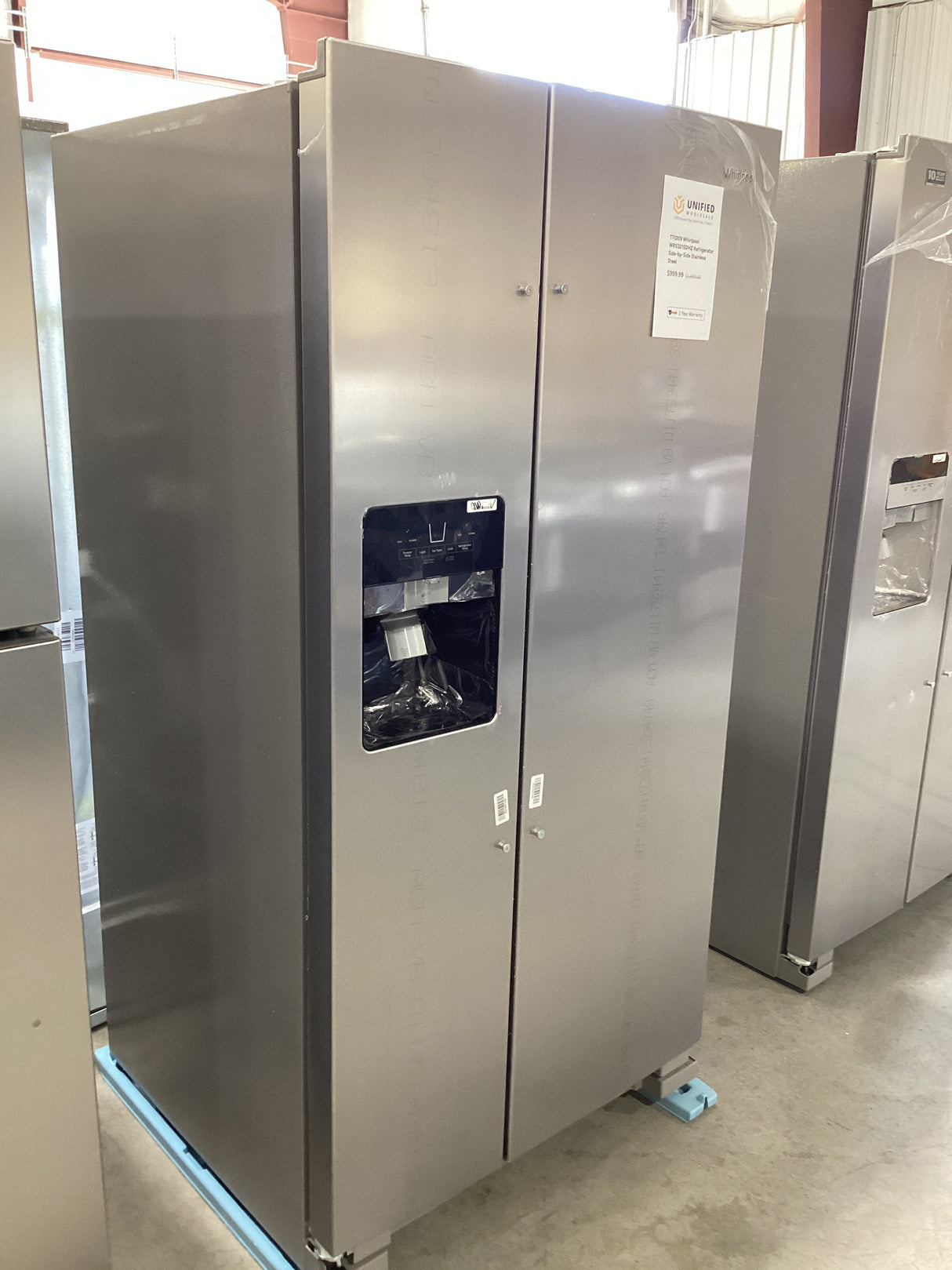 T7ID09 Whirlpool WRS321SDHZ Refrigerator Side-by-Side Stainless Steel