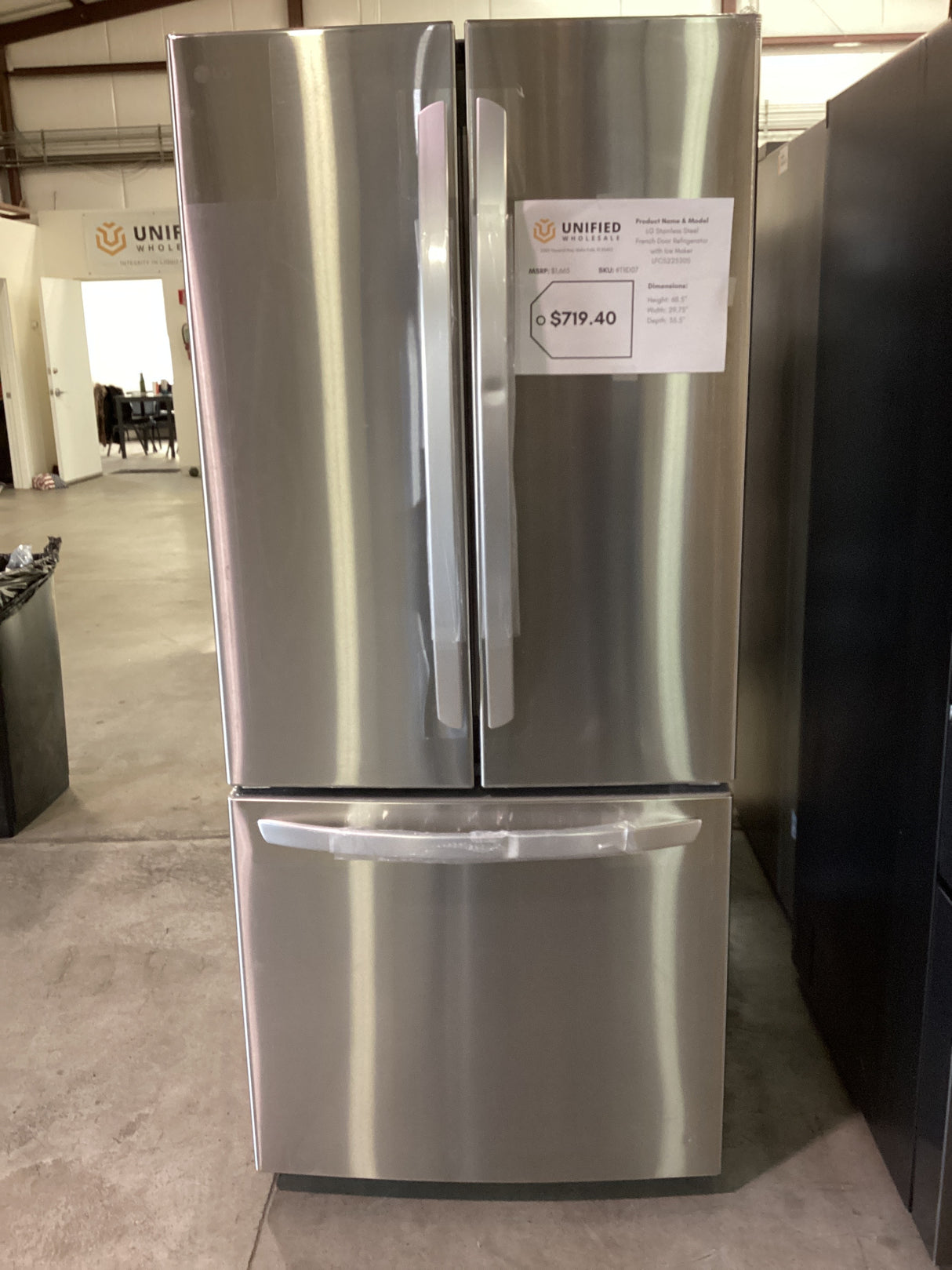 LFCS22520S LG Stainless Steel Standard Depth French Door Refrigerator with Ice Maker T1ID07