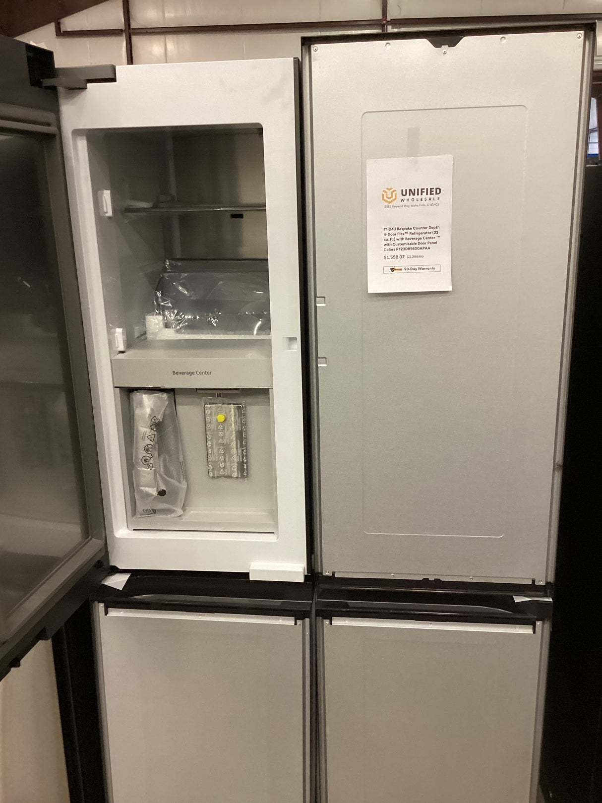 T1ID43 Bespoke Counter Depth 4-Door Flex™ Refrigerator (23 cu. ft.) with Beverage Center ™ with Customizable Door Panel Colors RF23DB9600APAA