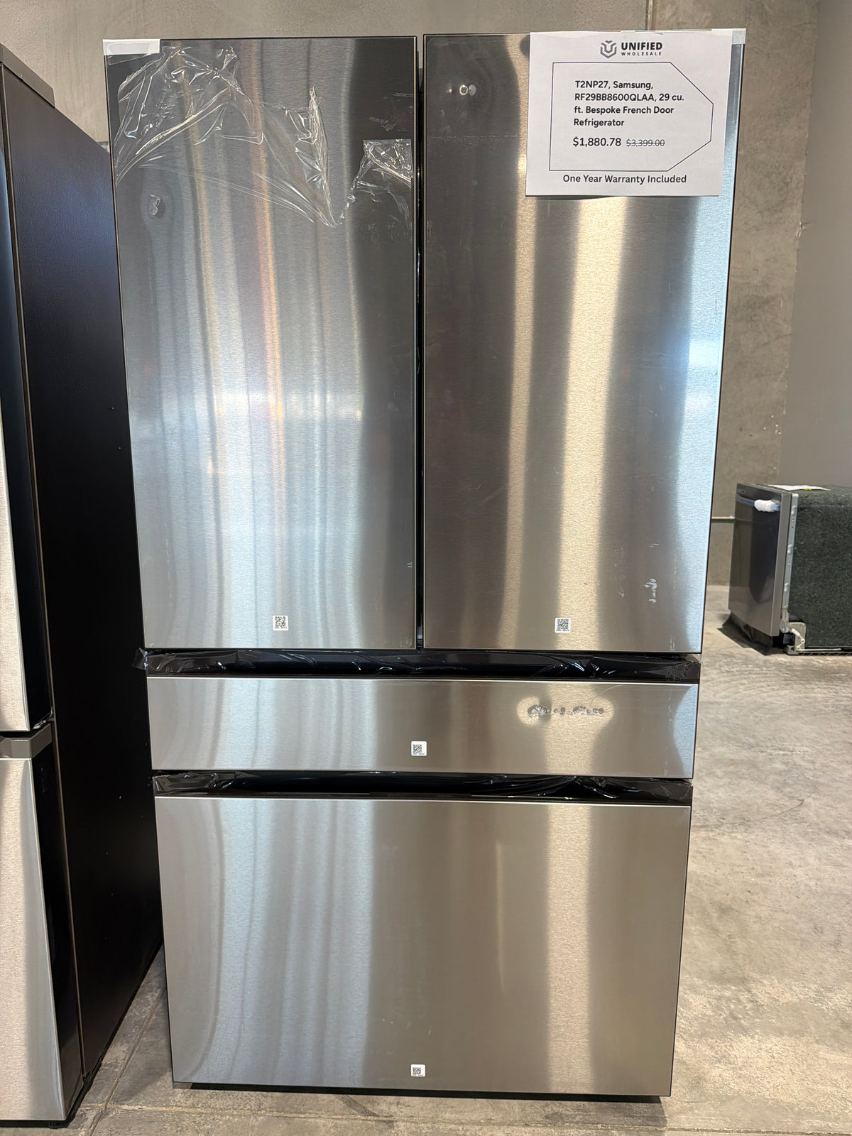 Samsung 29 cu ft Bespoke French Door Refrigerator RF29BB8600QLAA – T2NP27