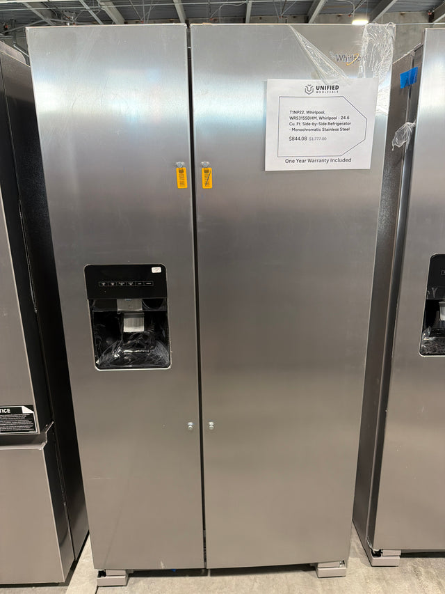 Whirlpool 24.6 cu ft Side-by-Side Refrigerator WRS315SDHM - scratch and dent, Nampa ID