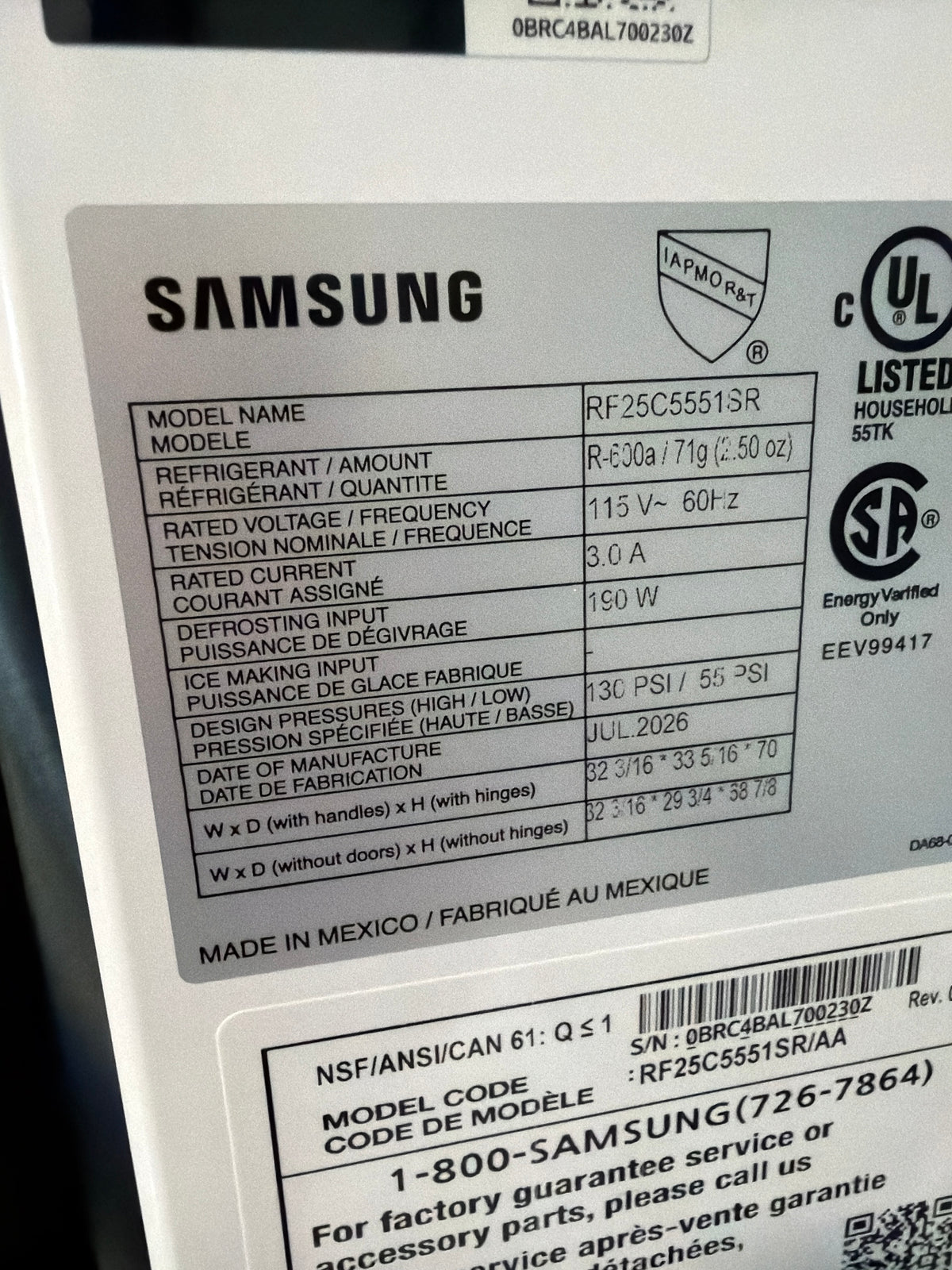Samsung 25 cu ft French Door Refrigerator with Beverage Center RF25C5551SR/AA – T2NP26