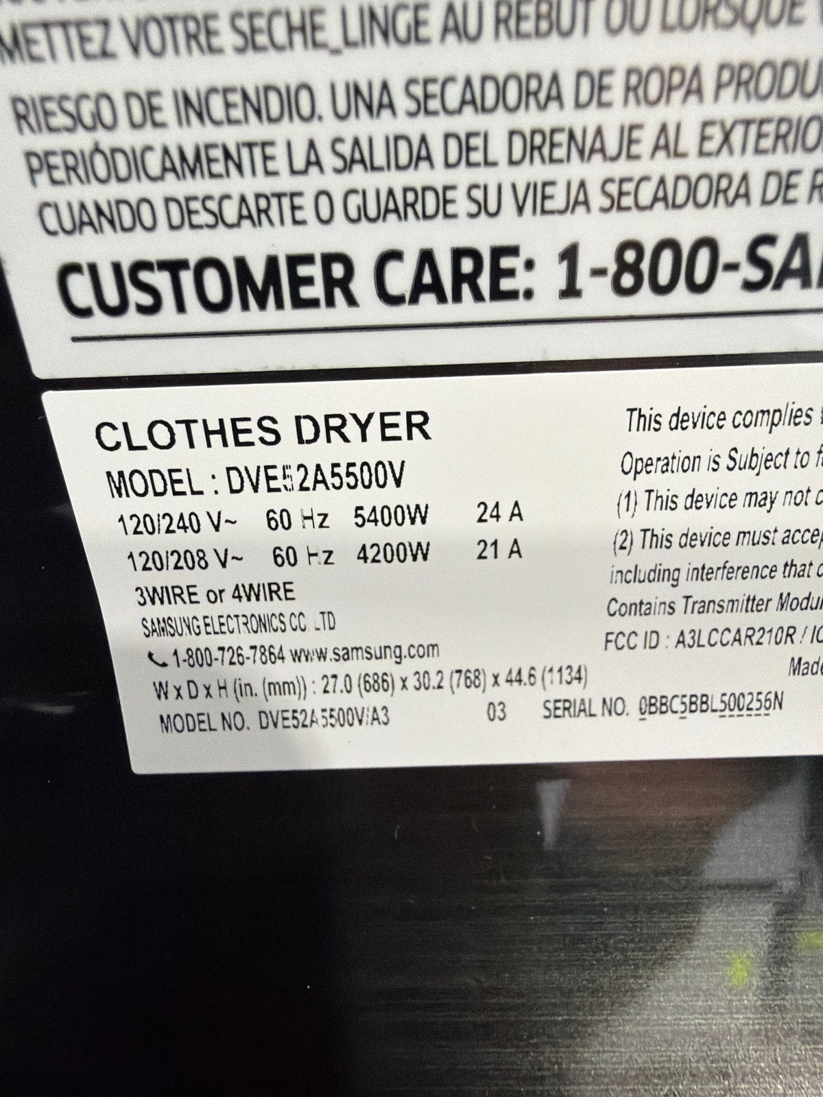 T13ID45 – DVE52A5500V/A3 7.4 Cu. Ft. Smart Electric Dryer – Samsung