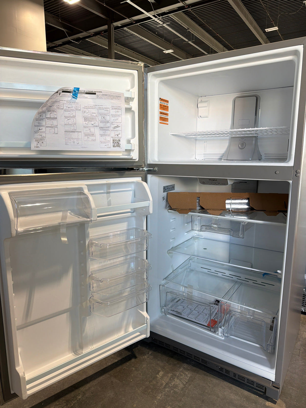 Whirlpool 20.5 cu ft Top Freezer Refrigerator WRT311FZDM - scratch and dent, Nampa ID (photo 3)