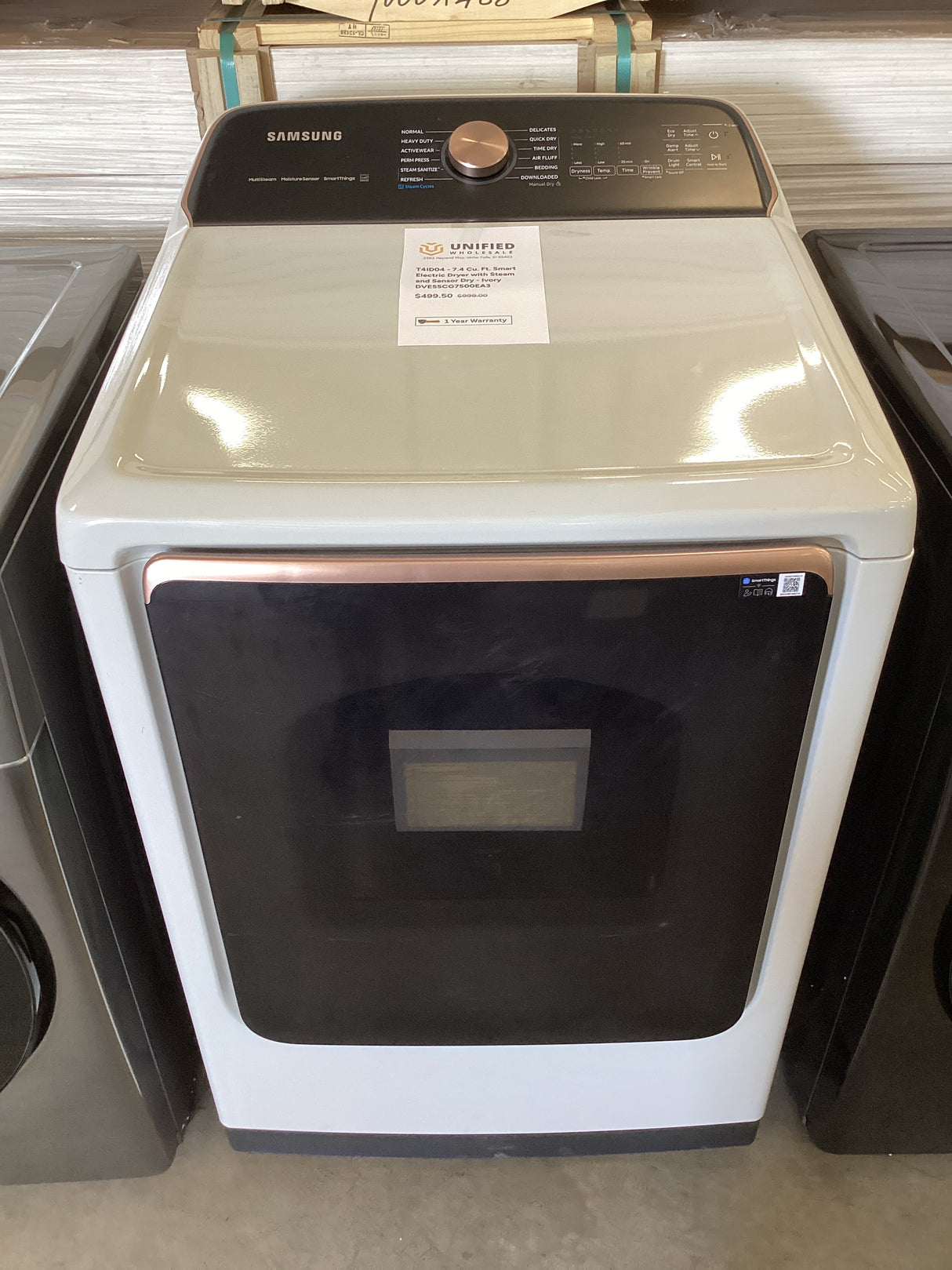 T4ID04 - 7.4 Cu. Ft. Smart Electric Dryer with Steam and Sensor Dry - Ivory DVE55CG7500EA3