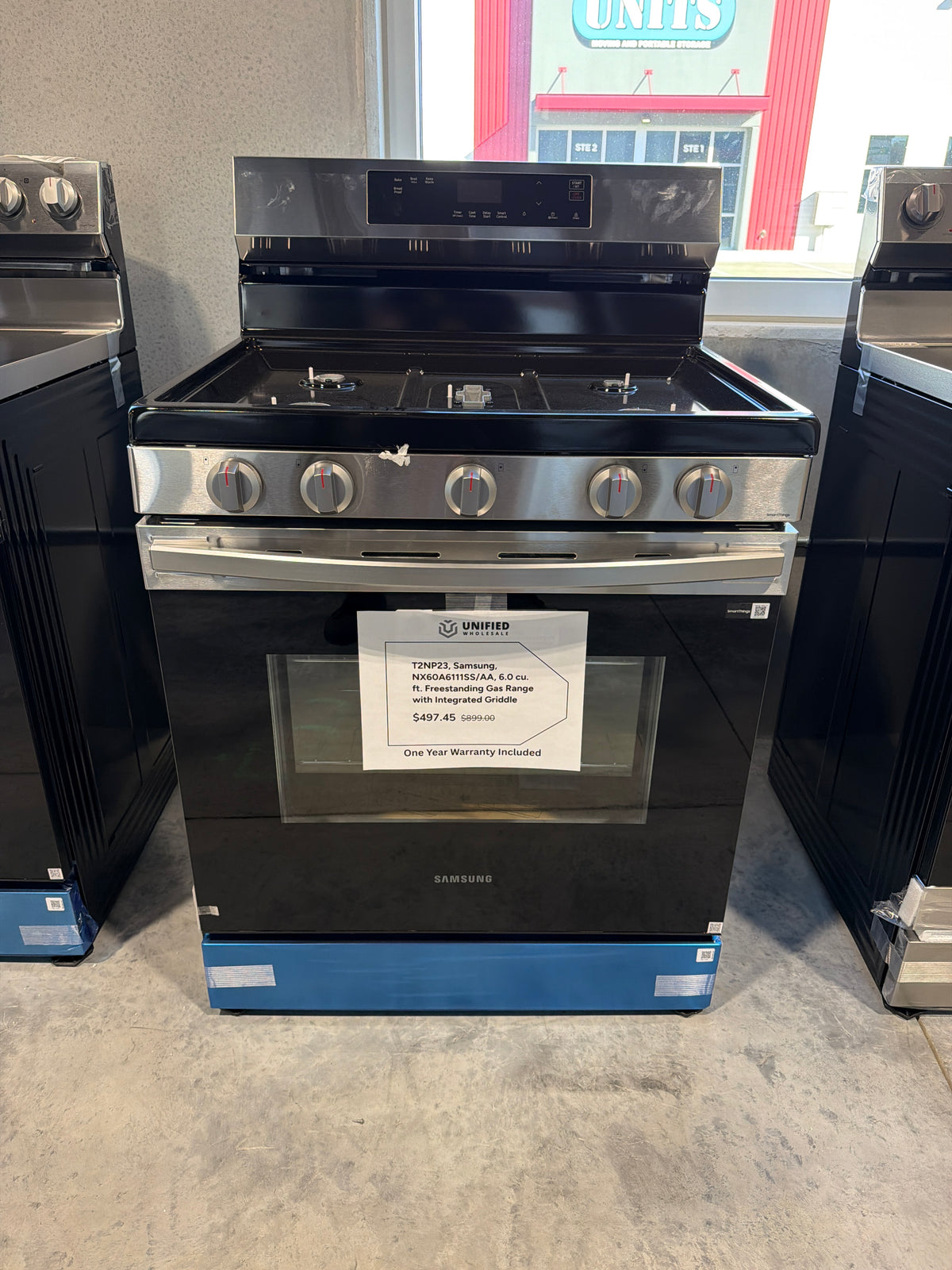 Samsung 6.0 cu ft Freestanding Gas Range with Griddle NX60A6111SS/AA – T2NP23