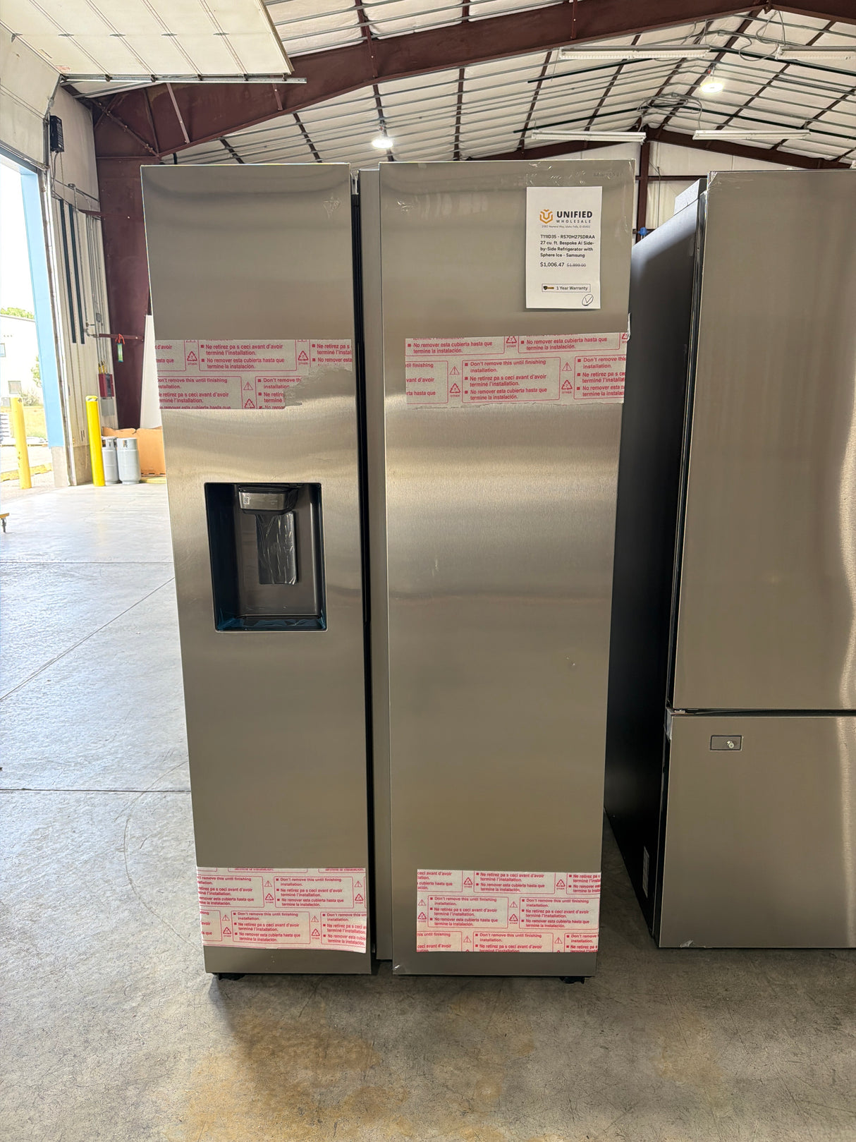 T11ID35 Samsung 27 cu ft Bespoke AI Side-by-Side Refrigerator with Sphere Ice RS70H27SDRAA –