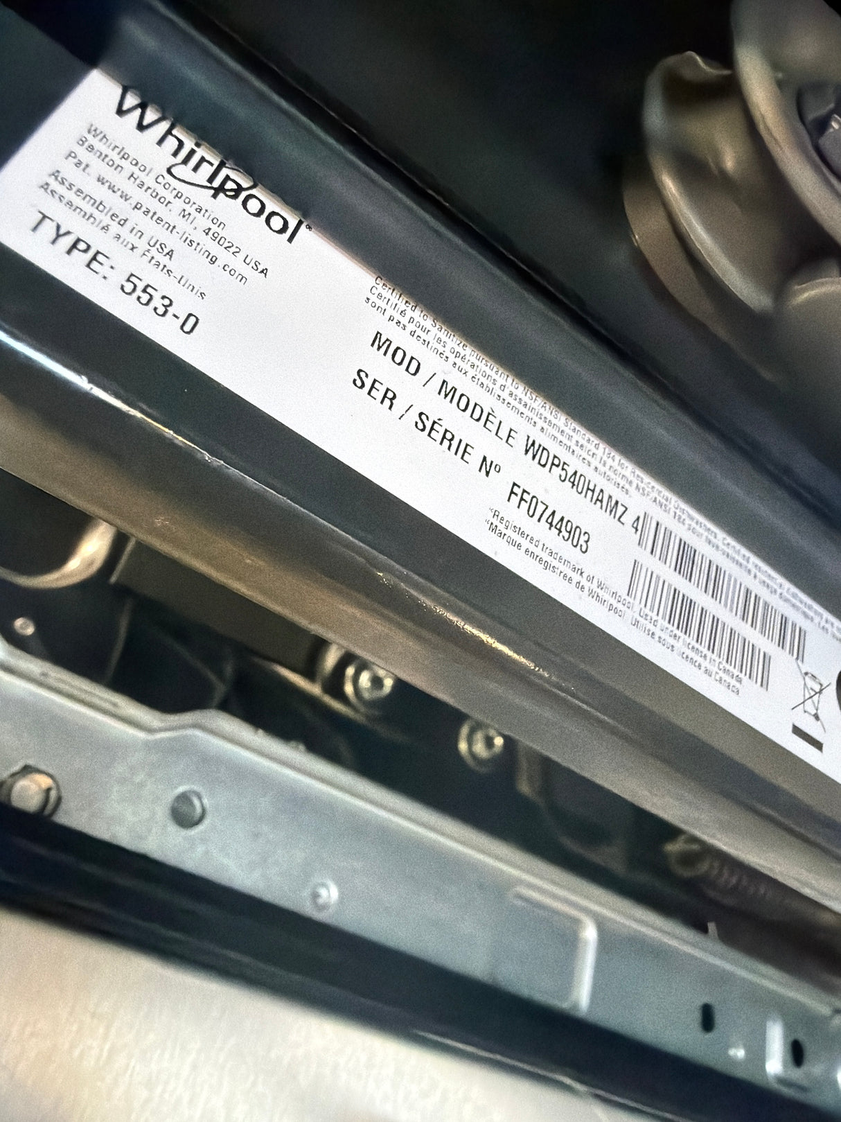 T10ID03 – WDP540HAMZ Top Control Dishwasher – Whirlpool