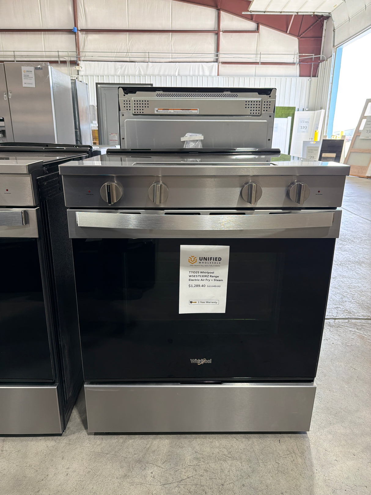 T7ID25 Whirlpool WSES7530RZ Range Electric Air Fry + Steam