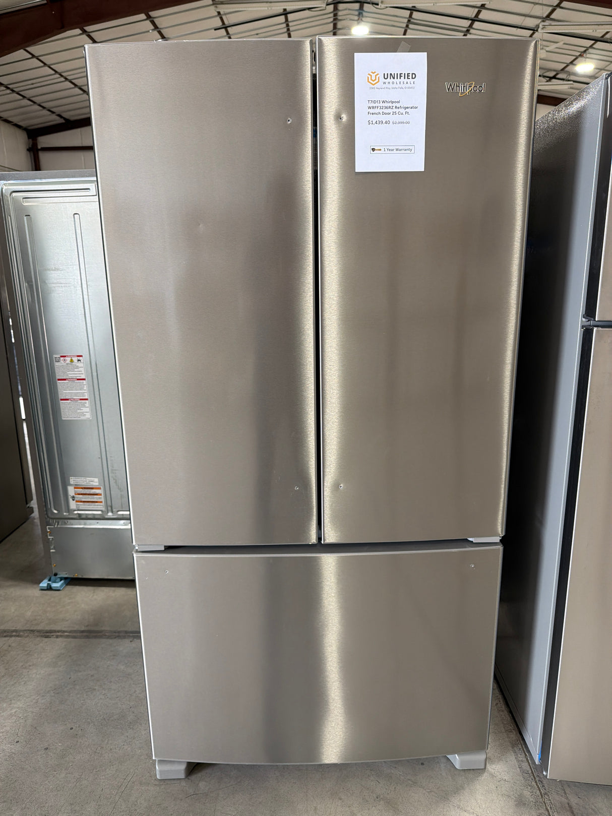 T7ID13 Whirlpool WRFF3236RZ Refrigerator French Door 25 Cu. Ft.