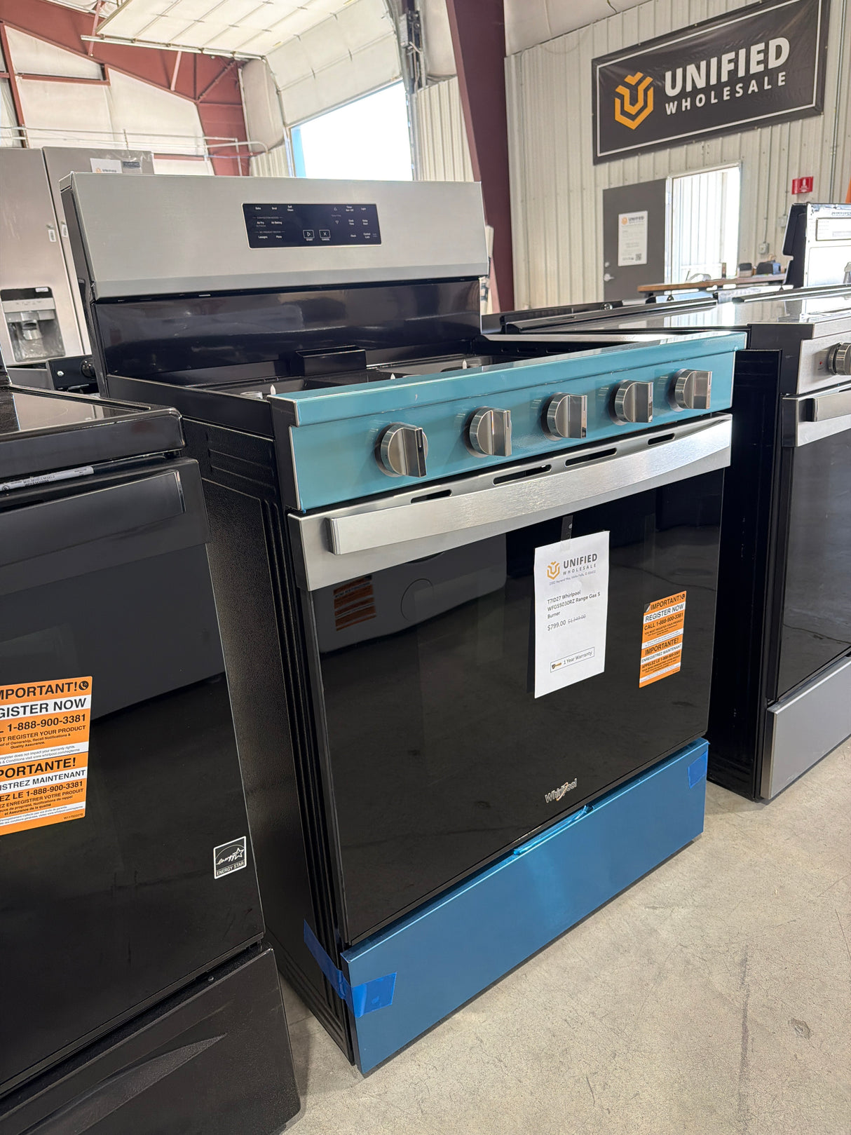 T7ID27 Whirlpool WFGS5030RZ Range Gas 5 Burner
