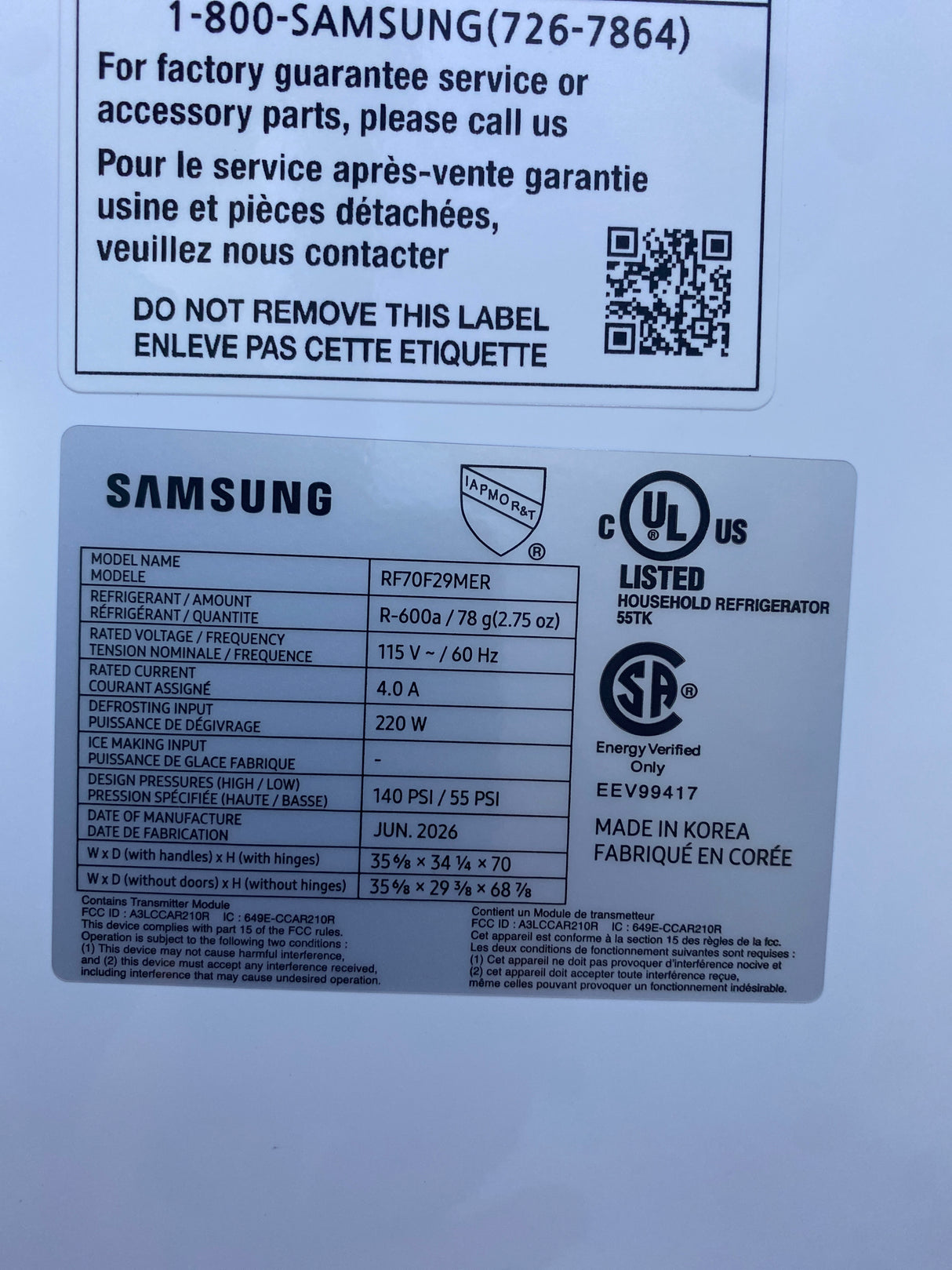 T12ID08 - Samsung RF70F29MERAA 29 cu. ft. 4-Door French Door Refrigerator