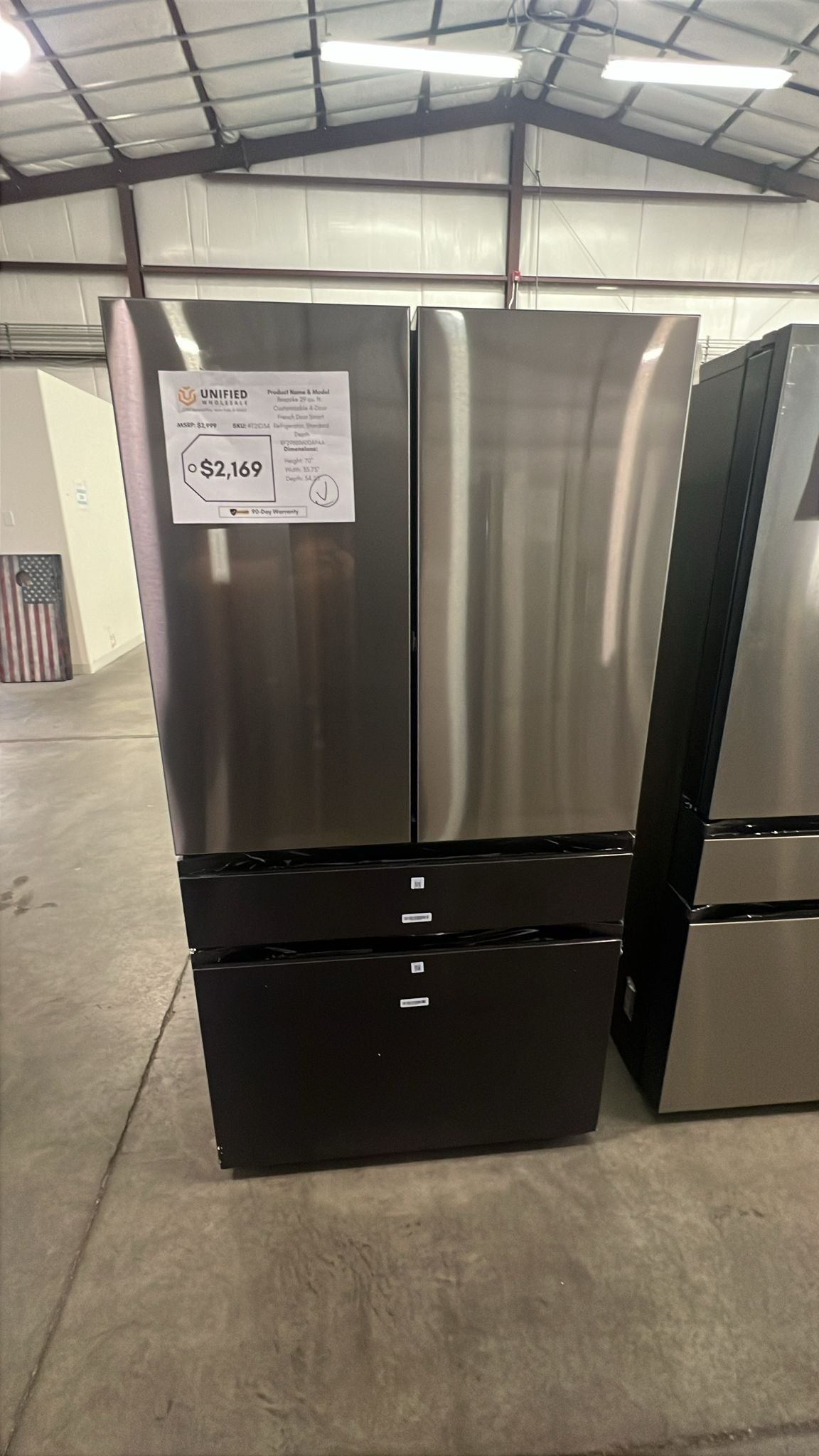 RF29BB8600APAA SAMSUNG Bespoke 29 cu. ft. Customizable 4-Door French Door Smart Refrigerator, Standard Depth T2ID34