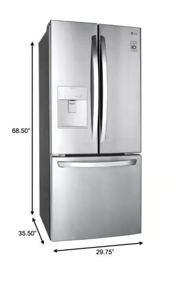 LFDS22520S LG Stainless Steel Standard Depth French Door Refrigerator with Water Dispenser T1ID11