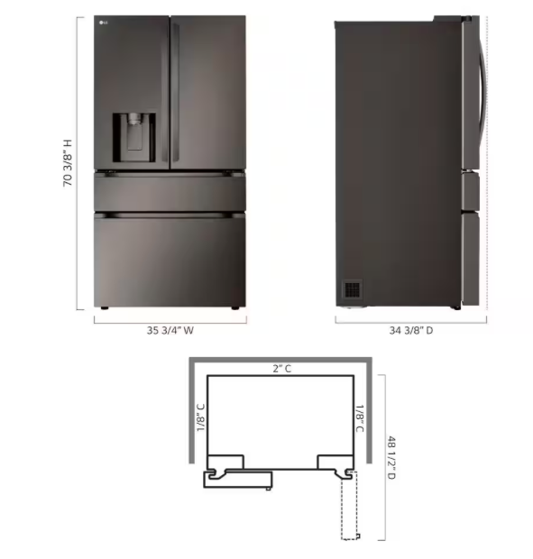 LF29H8330D LG Black Stainless Steel Standard Depth French Door Refrigerator with Full Convert Drawer T1ID27