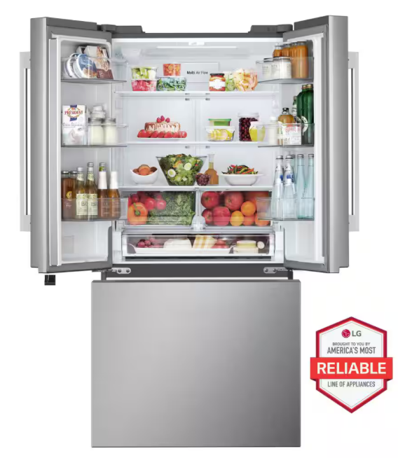 LF25H6200S LG SMART Standard Depth French Door Refrigerator in Print Proof Stainless Steel T1UT05