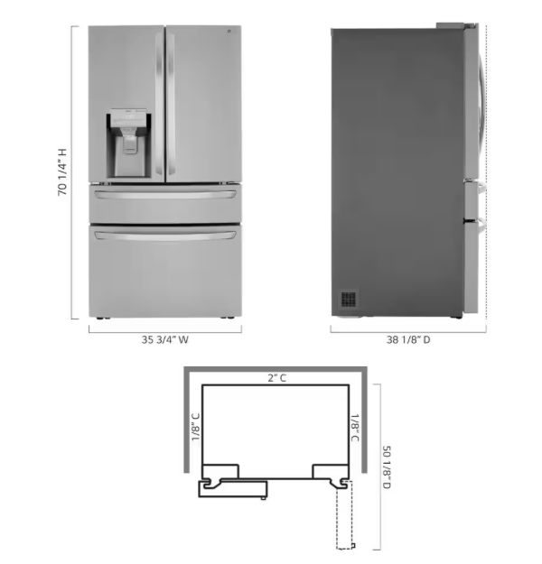 LRMXS3006S LG Stainless Steel 4-Door French Door Refrigerator with Smart Cooling and Craft Ice T1UT27