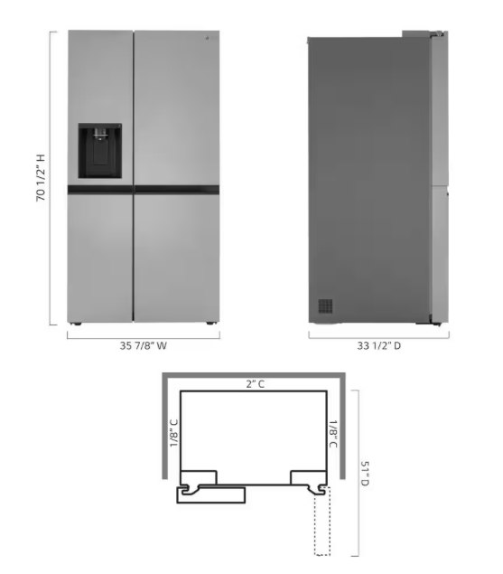 LRSXS2706 LG Stainless Steel Standard Depth Side by Side Refrigerator with Door Cooling & Ice/Water Dispenser T1UT02