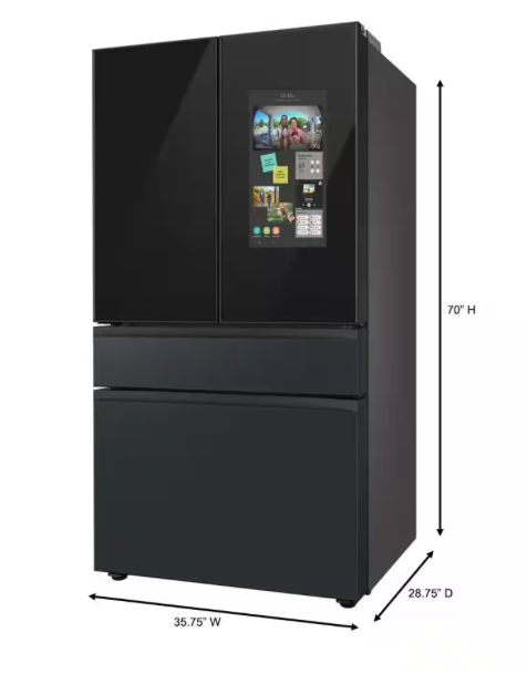 RF23BB89008MAA SAMSUNG Bespoke 23 cu. ft. 4-Door French Door Smart Refrigerator Charcoal Glass/Matte Black, Counter Depth T3ID26
