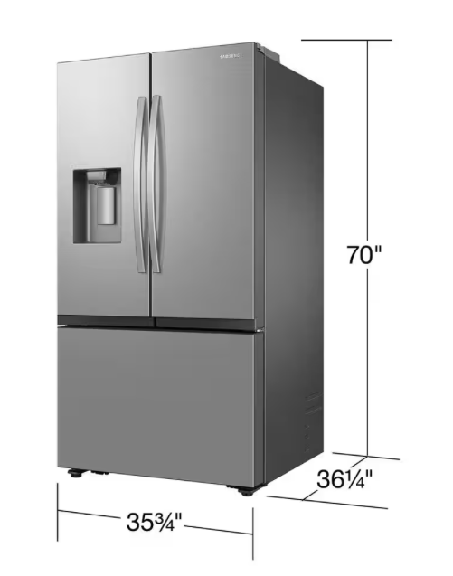 RF32CG5400SRAA SAMSUNG 31 cu. ft. Mega Capacity 3-Door French Door Refrigerator with Four Types of Ice in Stainless Steel T3ID34