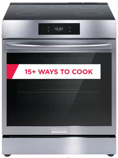 T5ID46 Frigidaire - Gallery 30-in 5 Elements Self and Steam Cleaning Air Fry Convection Oven Slide-in Induction Range - Stainless Steel GCFI3060BF