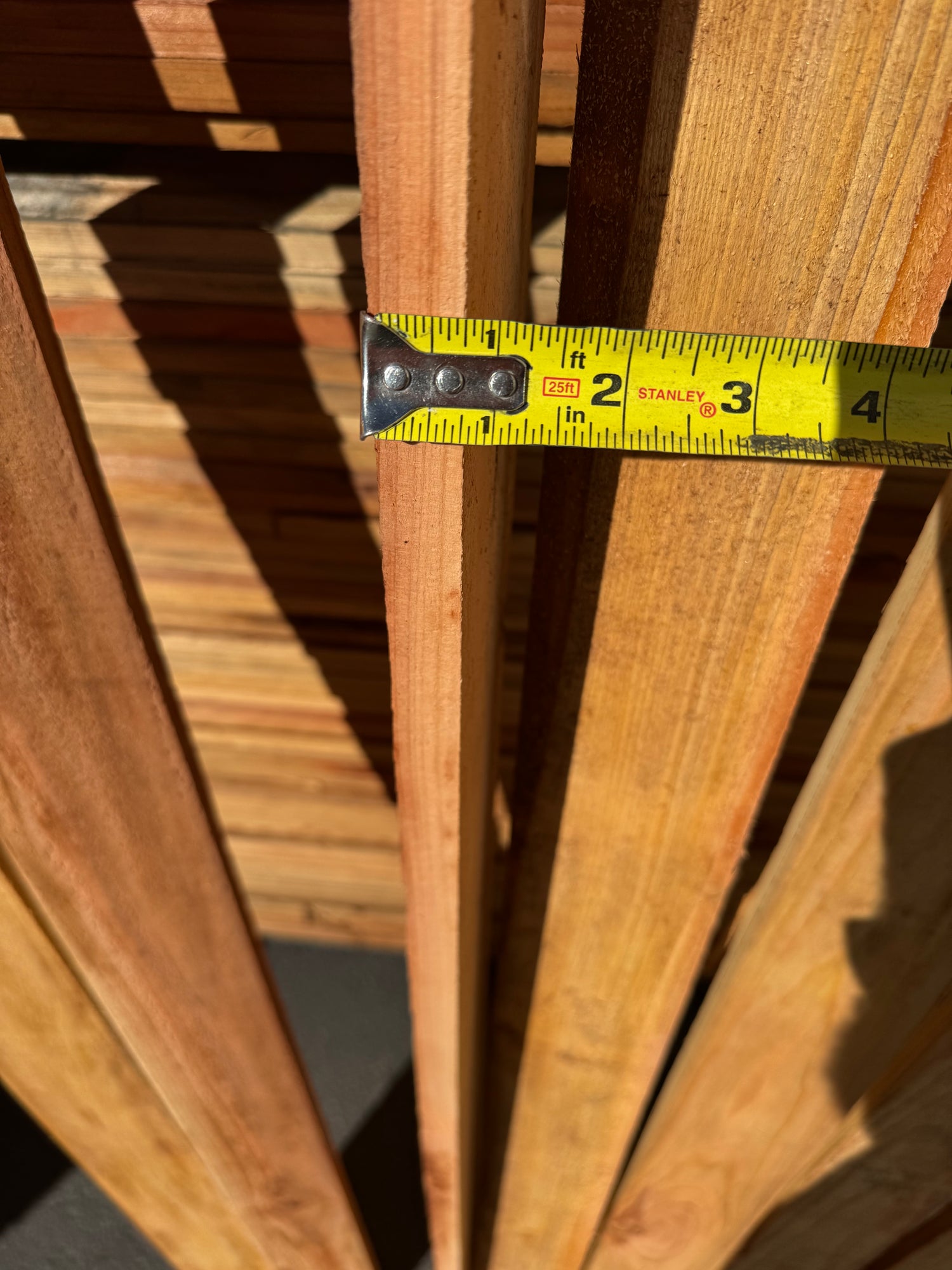 Side detail of redwood fence picket 3/4"